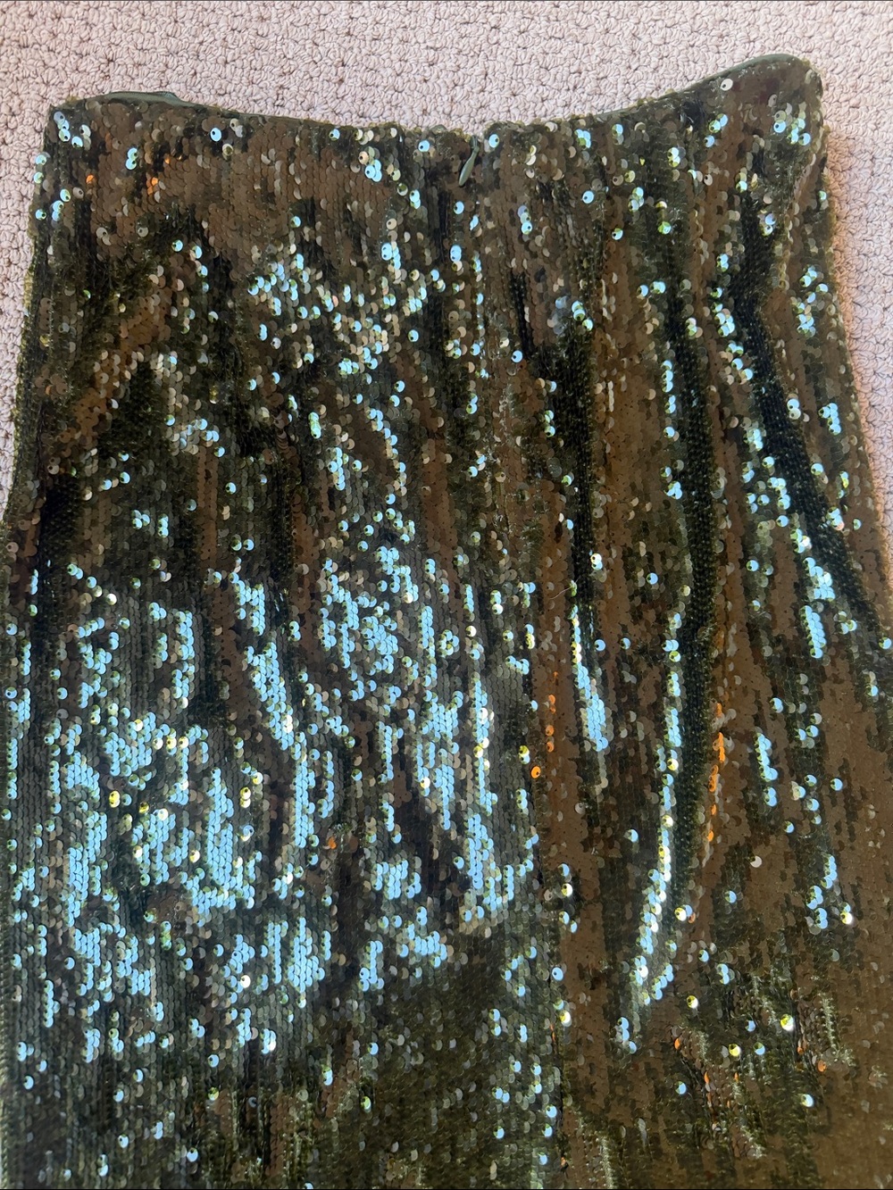 ANTONIO MELANI Olive Green Iman Sequin Midi Skirt in Chive Size 4 - Picture 8 of 9